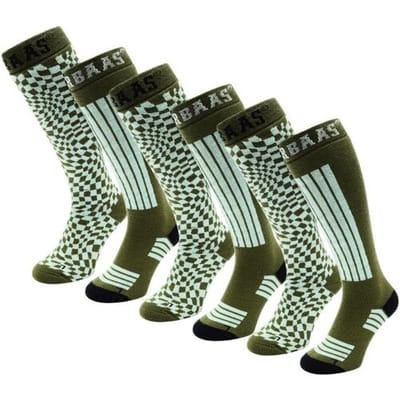 Poederbaas Skisokken - 6 paar - Olive Green - Maat 35/38