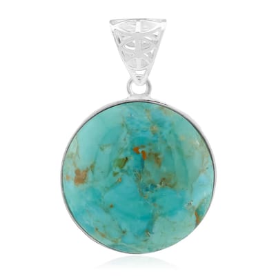 Cavill - Hanger 925 Sterling Zilver - Blauwe Kingman Mohave Turkoois 13 771 ct - Ronde Cabochon 23 mm - Bohemien Zuidwest Elegantie
