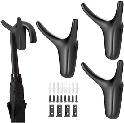 Set van 4 Dubbele Wandhaken voor Kleding, Aluminium Towel Hooks met Schroeven en Expansietubes voor Slaapkamer, Keuken en Kledingkast