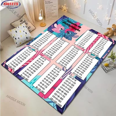 Tafel van Vermenigvuldiging Wiskunde Vloerkleden voor Woonkamer Slaapkamer Kinder Speelkamer Klaslokaal, Educatief Tapijt voor Kinderen, Cadeaus voor Kinderen 50x80cm (20x31in)