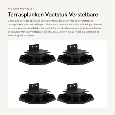 Dailygoods- Terrasplanken Voetstuk Verstelbaar - 4 Stuks - Ondersteuning - Deck Nivellering - Hoog Draagvermogen - PP Materiaal - Zwart - Deck Support