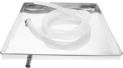 Airco Lekbak - Wateropvangbak Condensaat - Voorkom Lekkage - Inclusief Afvoerbuis - 40x40x3.5cm - Zilver
