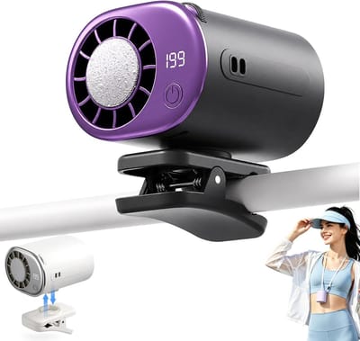 Ulisem - Auto klemventilator - 199 traploze snelheden - Led-scherm - 2000mAh oplaadbaar - 16°C elektrische koeling - 360° draaibaar - Stille motor - Voor kinderwagen en fiets - Zwart