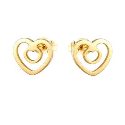 Aramat Jewels | Oorbellen | Goudkleurige Hartjes Oorbellen - RVS - 9mm | | | |9mm | Staal | Volwassenen, Kinderen | Verkleurd niet