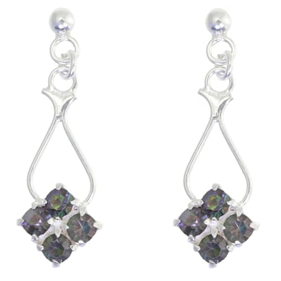 Behave – Oorbellen – 925 Sterling Zilveren Oorbellen met Grijs Multi Kristal steentjes