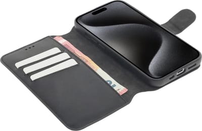 Minim 2-in-1 Apple iPhone 15 Pro Hoesje Book Case en Back Cover Zwart