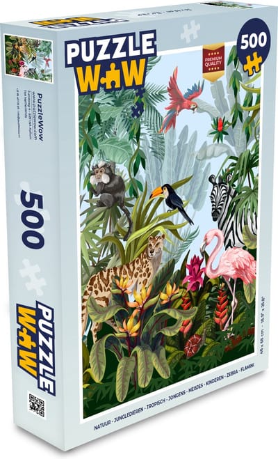 Puzzel Jungle - Natuur - Jongens - Meisjes - Kinderen - Zebra - Flamingo - Legpuzzel - Puzzel 500 stukjes