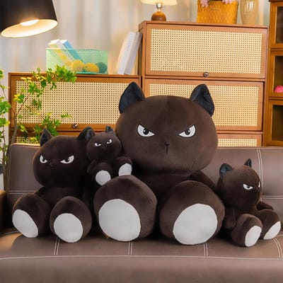 Nouvelle poupée de chat de dessin animé mignon jouet en peluche de chat cool poupée de chat noir oreiller de poupée de chat cadeau d'anniversaire pour enfants 38cm