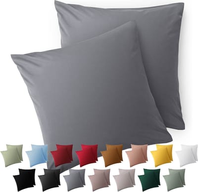 Blumtal Kussensloop Microvezel Kussenhoes 40 x 40 cm - Grijs - Met Rits - Set van 2