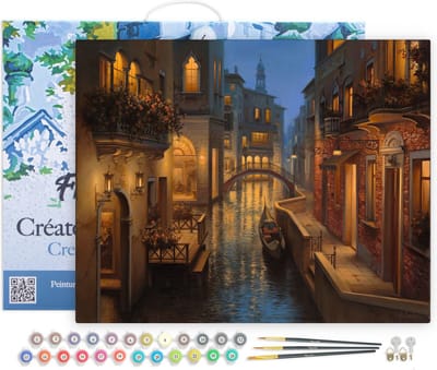Figured'Art Schilderen op Nummer Volwassenen met lijst - Flamboyante kanalen - Handwerk acrylverf Kit DIY Compleet - 40x50cm Canvas al ingelijst