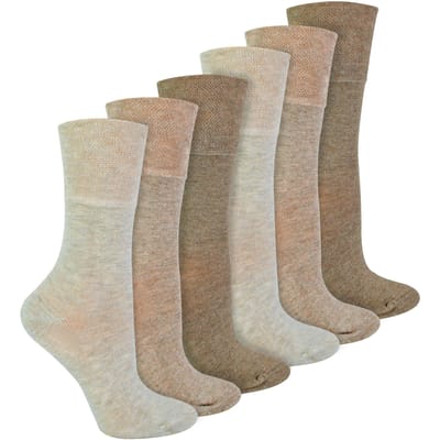 IOMI - Set van 6 bamboesokken voor diabeten voor dames - Beige