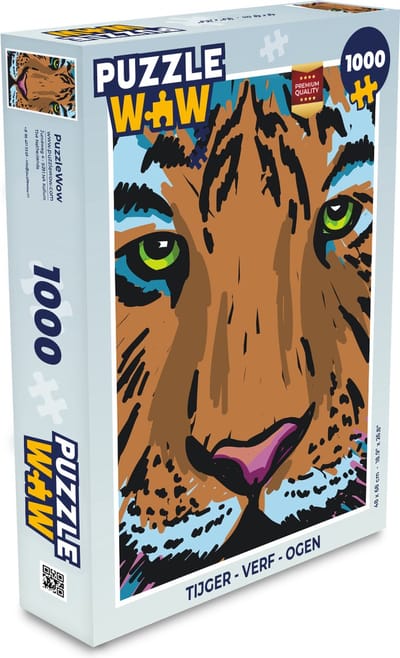 Puzzel Tijger - Verf - Ogen - Legpuzzel - Puzzel 1000 stukjes volwassenen