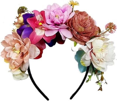 Bloemen Kroon - Bloemen Hoofdband - Feestelijke Aankleding - Levensechte Kunstbloemen - 100 g - Rood