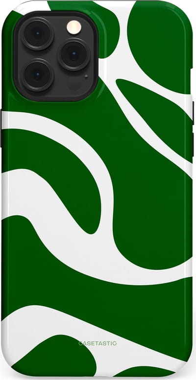 Casetastic Hoesje Geschikt voor Apple iPhone 12 Pro Max Magsafe - Stijlvolle Beschermende Duo-layer Case - Groene Golven