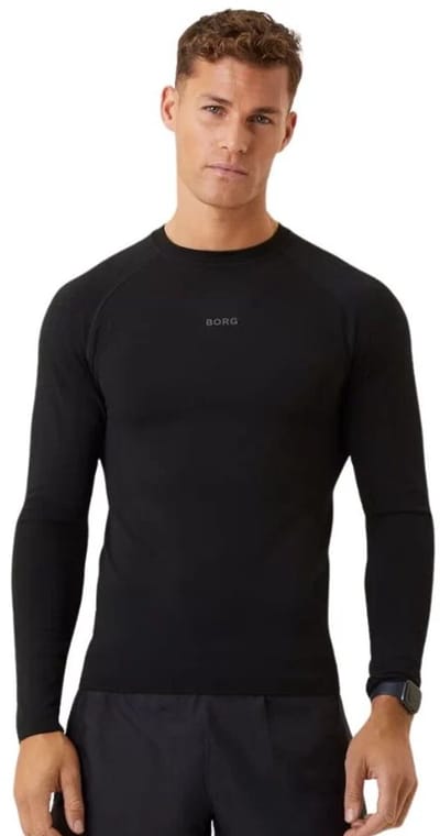Heren sport top met lange mouwen - Merino Blend - Merino wollen thermoshirt - heren thermo ondergoed - XXL - Zwart
