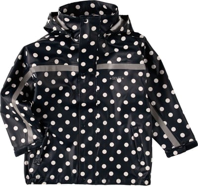 BMS Kinderregenjas Softskin Bottle Jacket Navy met witte stippen