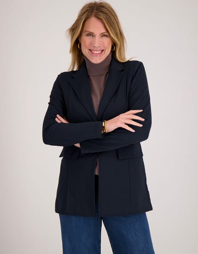 Je m'appelle Travelstof Dames Blazer Met stretch - Blauw - Maat S