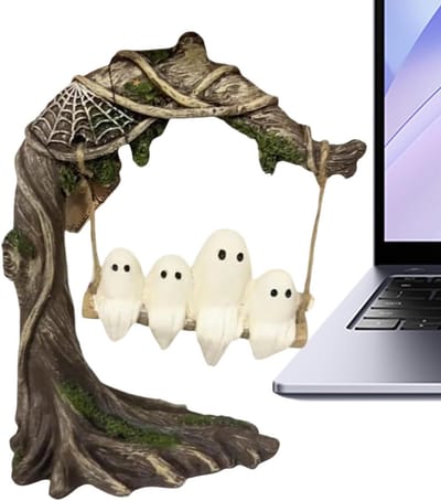 Spook op Schommel - Halloween Decoratie - Feestelijke Sfeer - Speels Figuur - 16 cm Hoog - Uniek