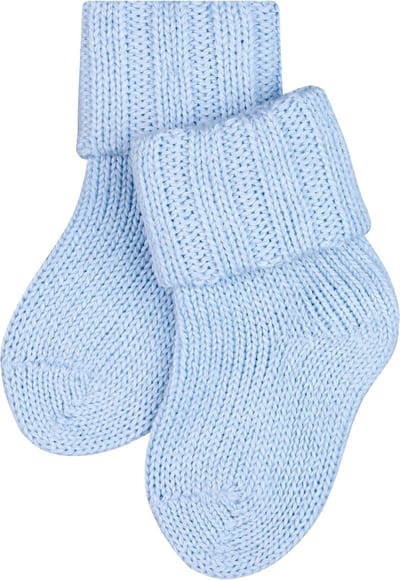 FALKE Flausch eenkleurig wol katoen sokken baby blauw - maat 62-68