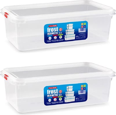 Plasticforte vershoudbakje - 3x - met deksel - 32 x 18 x 10 cm - 3.7L - meal prep bakjes