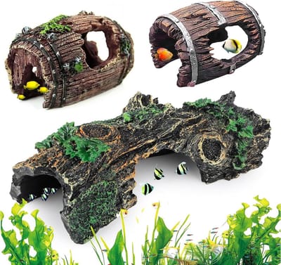 Decoratieve holletjes voor aquarium, set van 3, kunsthars, ideaal voor kleine en middelgrote vissen en waterdieren