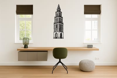 BR2Laser Martinitoren – Wanddecoratie – Lasergesneden Hout – Groningen – 60 cm Hoog