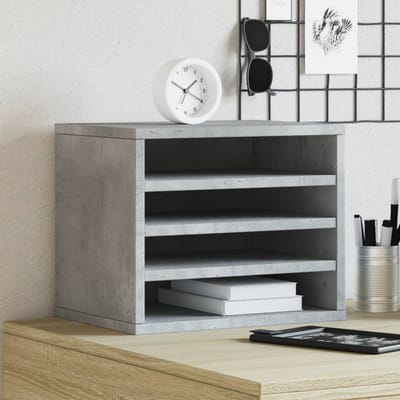 vidaXL - Bureau - organiser - 36x26x29,5 - cm - bewerkt - hout - betongrijs