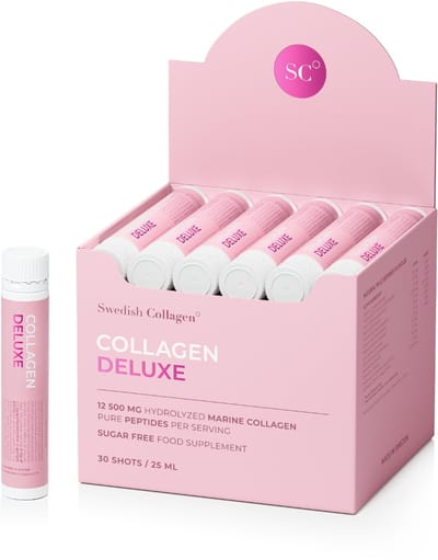 Swedish Collagen - Deluxe Marine Collageen Shots - Pure Peptides - Vloeibaar - Suikervrij met Hyaluronzuur & Vitamine C - Anti aging - Anti Rimpel - Huid - Haar - Nagels