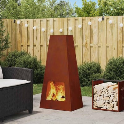 Vuurkorf Buitenhaard - Terrasverwarmer Hout - Gezellige Avonden - Weerbestendig Staal - 50 x 35 x 100 cm - Bruin
