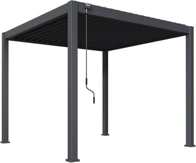 Rockford Aluminium Pergola 3 x 3 m - Overkapping vrijstaand met verstelbaar lamellendak - Veranda met geïntegreerd waterafvoer - Antraciet