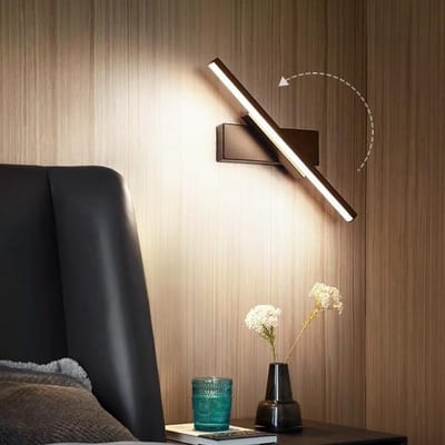 Moderne LED-wandlamp voor binnen,neutraal driekleurig licht, 300°6W draaibaar, zwarte wandlamp, acryl wandlamp voor badkamer, slaapkamer, eetkamer en hal,zwart,30cm