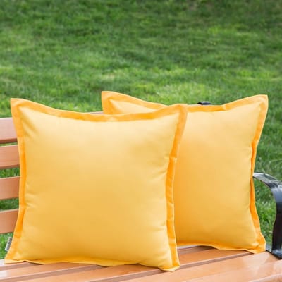 Set van 2 Gele Waterdichte Kussenhoezen voor Buiten - Decoratieve Vierkante Kussenhoezen voor Sofa, Tent en Tuin (45 x 45 cm)