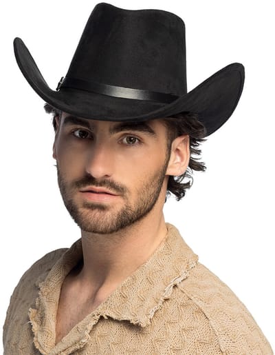 Boland - Hoed cowboy Bronco zwart Zwart - 59 - Volwassenen - Unisex - Festival - Wild west - Western