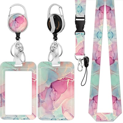 ID-kaarthouder met Lanyard - Badgehouder Naamkaart houder - Toegang Controleren - Intrekbare Badgehaspel - 8.3 x 5 cm