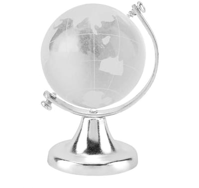 Dailygoods- Wereldkaart Kristallen Bol - Decoratie - Wereldbol - Metalen Stand - Hoogwaardig K9-Kristal - 6,5 cm - Decoratieve Globe