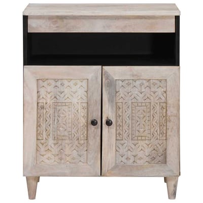 vidaXL - Dressoir - Bleached - White - 60 - x - 33 - x - 75 - cm - Massief - Mango - Hout