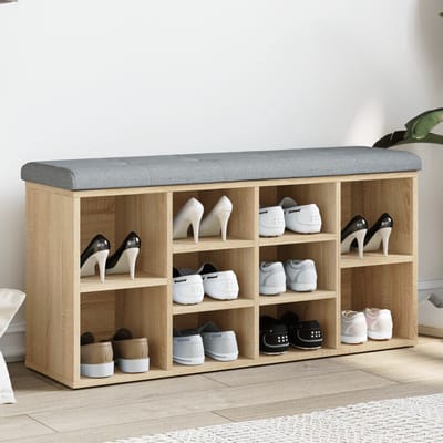 vidaXL - Schoenenbank - 102x32x50 - cm - bewerkt - hout - sonoma - eikenkleurig