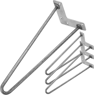 PrimeMatik - Poten voor tafel en meubels vintage stijl stalen poten 2 palen 41 cm 4-pack