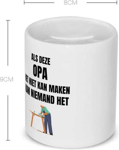Akyol - als opa het niet kan maken dan kan niemand het Spaarpot - Opa - vader - cadeautjes | opa cadeau | opa cadeautjes verjaardag | liefste opa | leuk kado om te geven - 350 ML inhoud