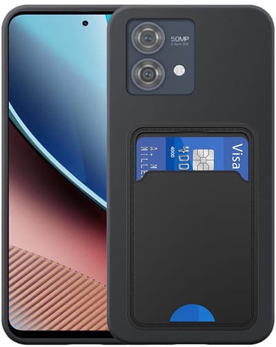 Geschikt voor Motorola Moto G Stylus 5G 2023 Telefoonhoesje met TPU Pasjeshouder - Flexible Back Cover Case Siliconen TPU with Cardslot - Zwart - Smartphonica geschikt voor Motorola Moto G Stylus 2023