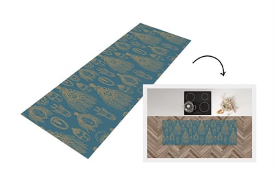 Keukenloper - Loper keuken - Masker - Afrikaans - Goud - Patronen - 150x50 cm - Keukenloper vinyl