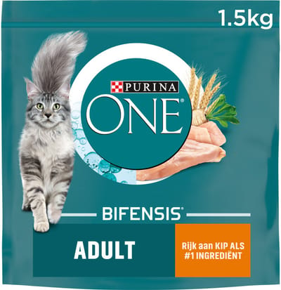 Purina ONE Kattenvoer Droog Adult Kip - Volkoren Granen - 4 x 1,5 kg - Voordeelverpakking