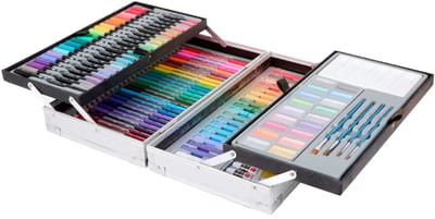 Decotime kleur- en schilderset 112-delig - Inclusief twinmarkers en kleurpotloden - Met acrylverf, aquarelpastels en verf mengpalet