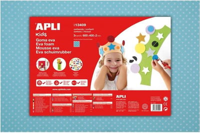 Apli Kids EVA Foam vellen 60 x 40 cm stippen lichtblauw - 3 vel