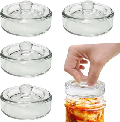 Set van 4 glazen fermentatiegewichten van 8 cm voor het fermenteren van groenten in pekel, ideaal voor zuurkool, kimchi en komkommers