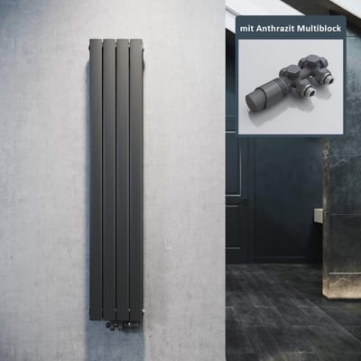 Platte Ovaal Paneelradiator 1600x616mm - Elegante Verticale Radiator in Antraciet