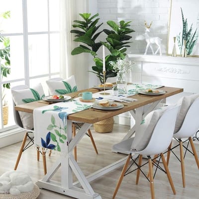 Tafelloper Natuurlijke Plant Stijl Tafelloper, Klassieke Tafelloper, Linnen Decoratieve Luxe Damast Vintage Ontwerp Tafel Runner,5 Kleuren
