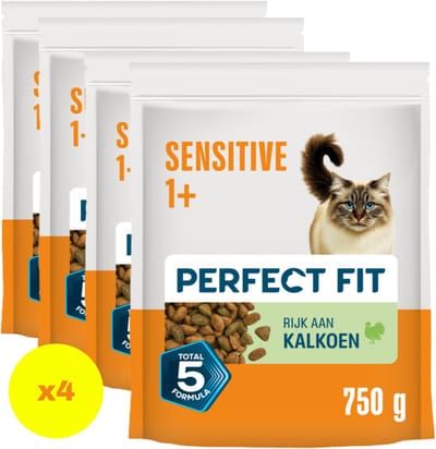 Perfect Fit Kattenbrokken - Sensitive Adult - Kalkoen - 4x750g