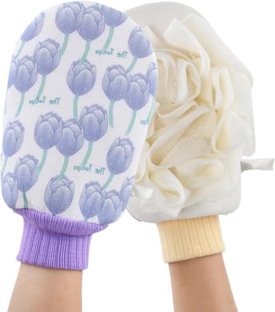 Exfoliërende Douchehandschoenen, 2 Stuks, Dubbelzijdige Lichaamsscrub, Massage en Peeling voor Gladde en Stralende Huid, Geschikt voor Mannen en Vrouwen