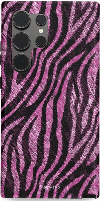 Casetastic hoesje geschikt voor Samsung Galaxy S24 Ultra - Dubbellaagse bescherming - Roze Paarse Zebraprint - Fashion Case - Zwart Lila